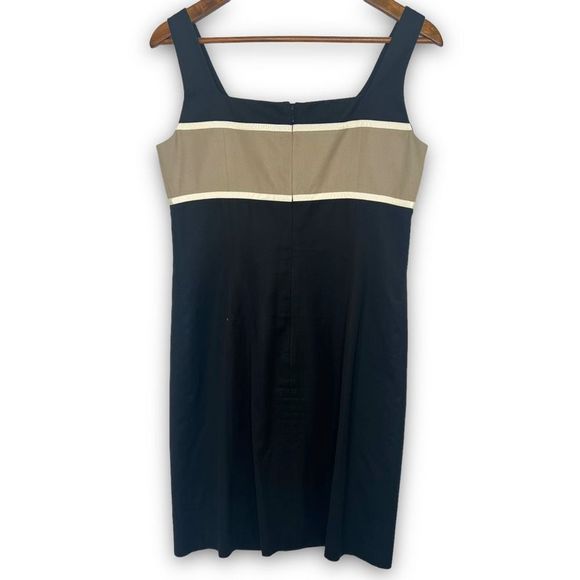 Ann Taylor Women's Black Tan Colorblock Square Neck Tank Bodycon Dress Size 8 - Picture 2 of 14